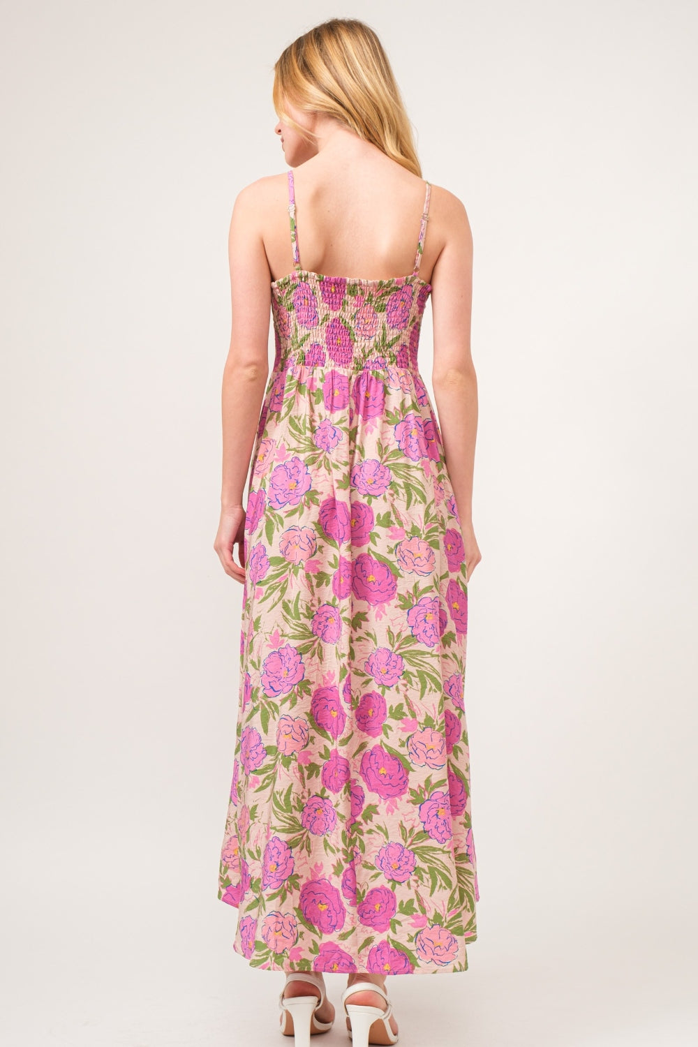 Floral High-Low Hem Cami Maxi Dress