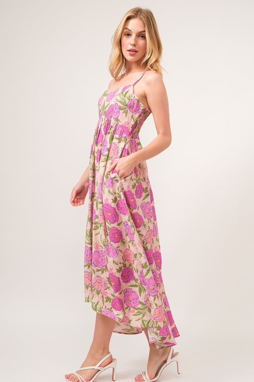 Floral High-Low Hem Cami Maxi Dress