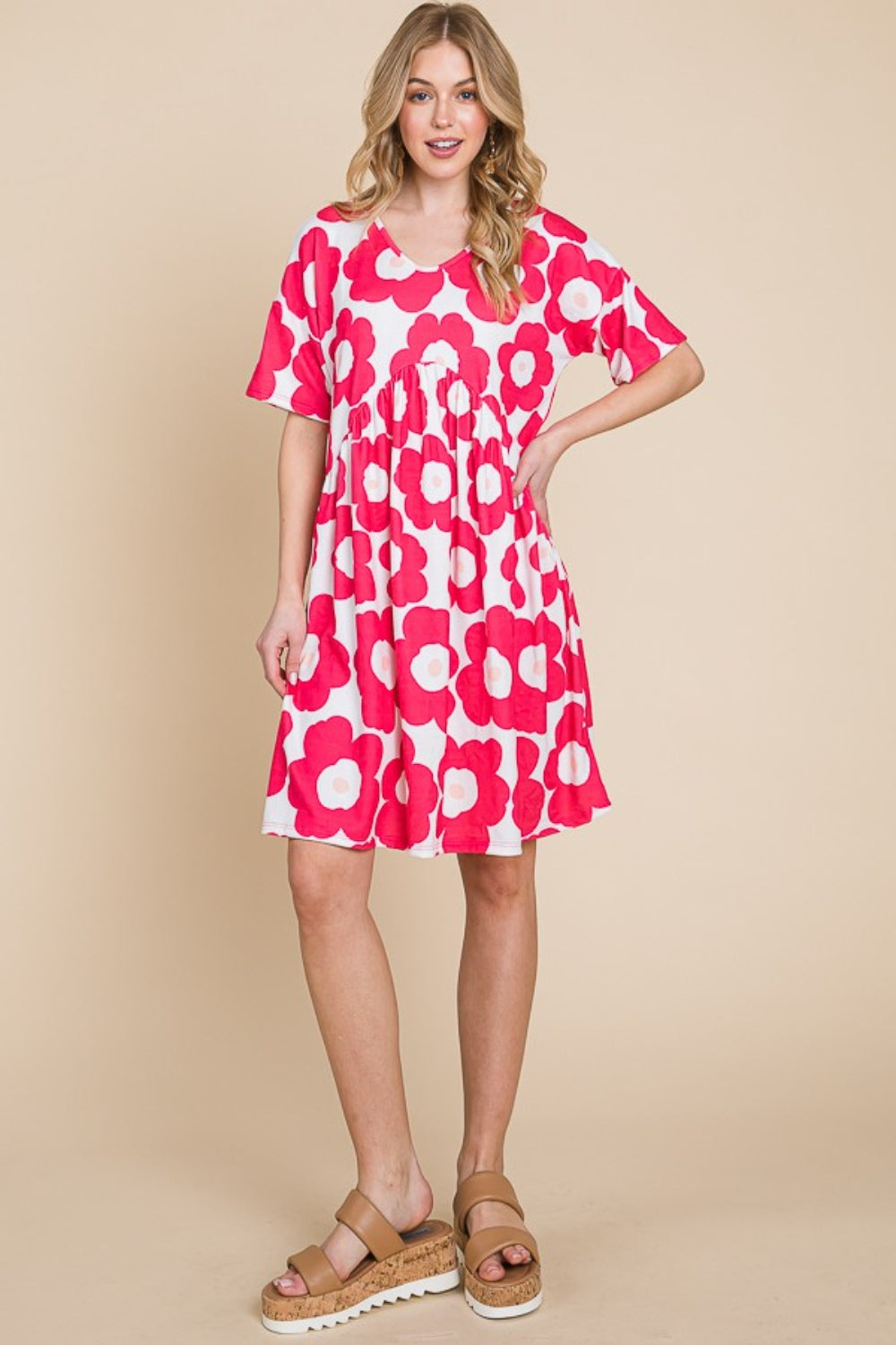 Flower Print Ruched Short Dress