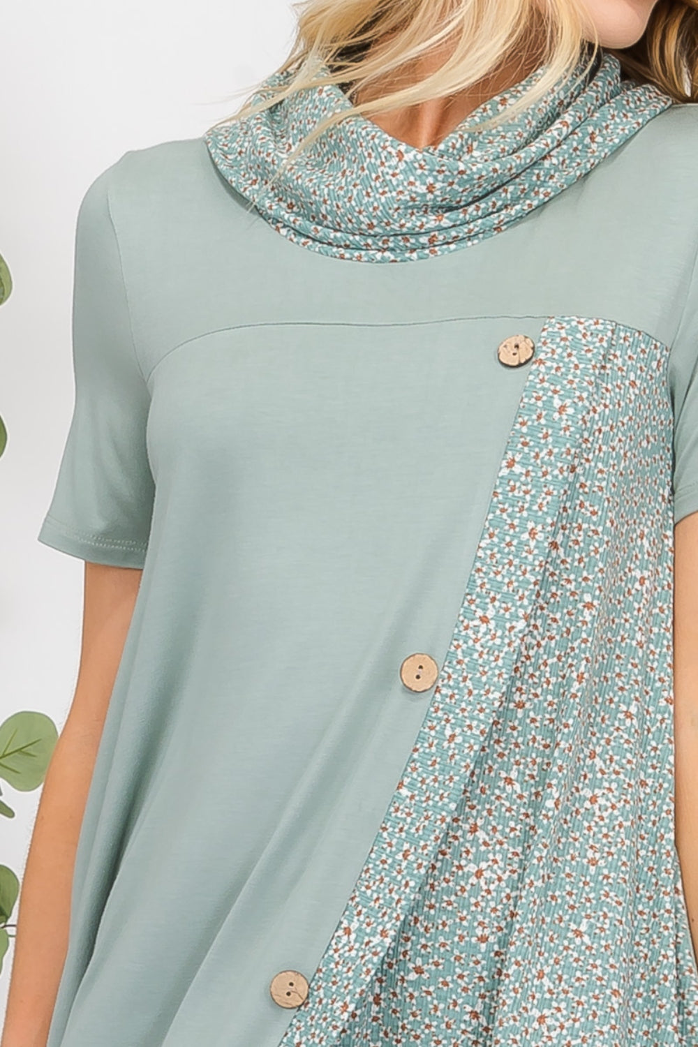 Decor Button Short Sleeve Dress with Pockets