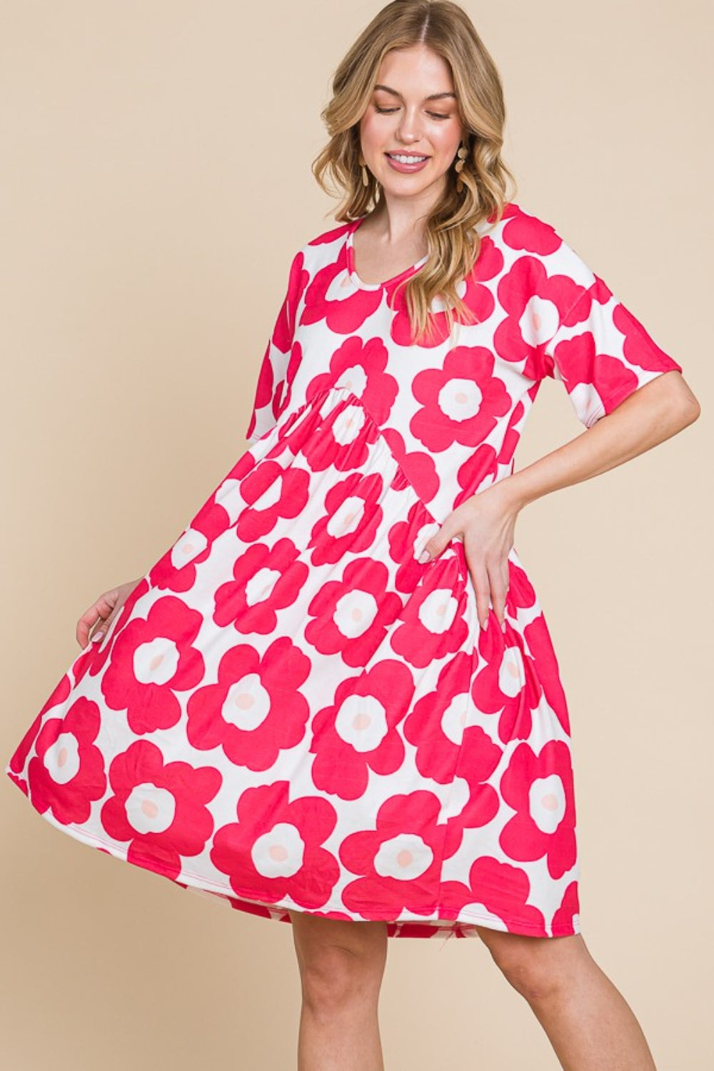Flower Print Ruched Short Dress