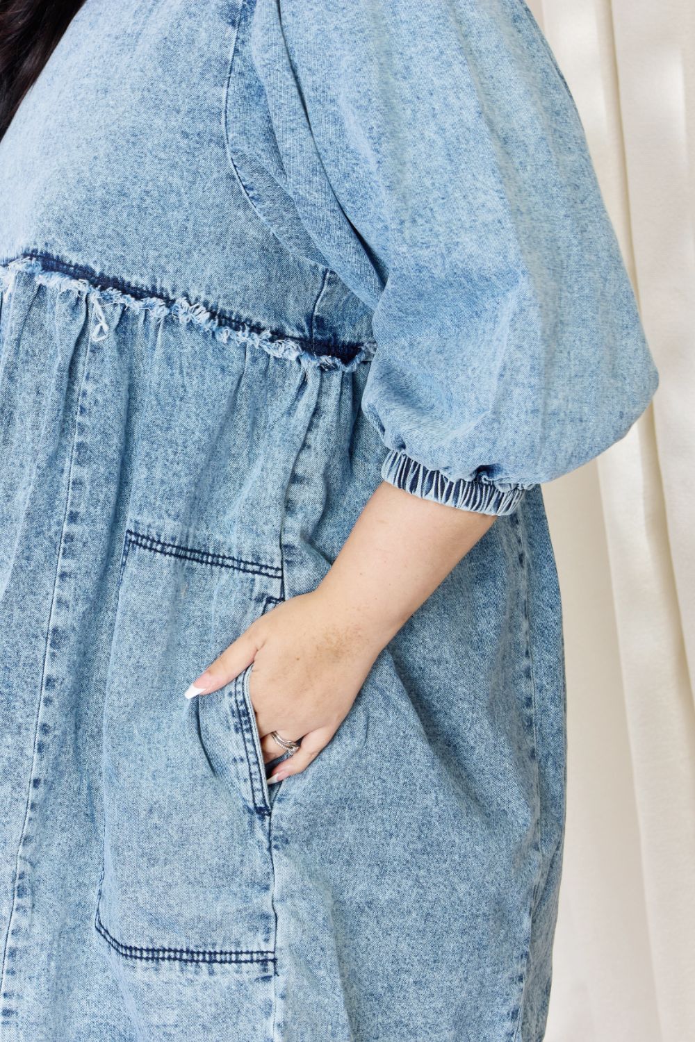 Full Size Oversized Denim Babydoll Dress