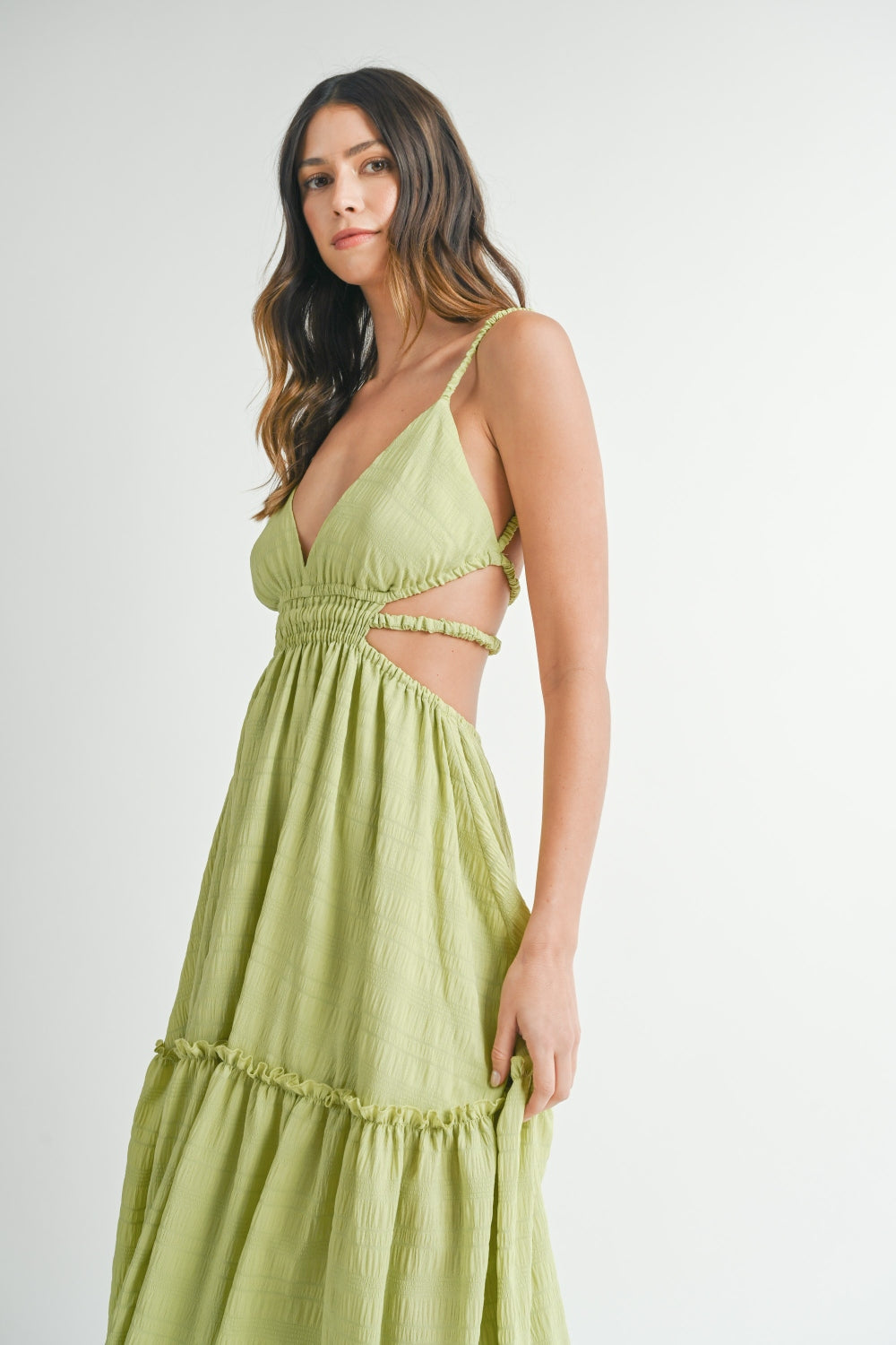 Cutout Waist Backless Maxi Dress