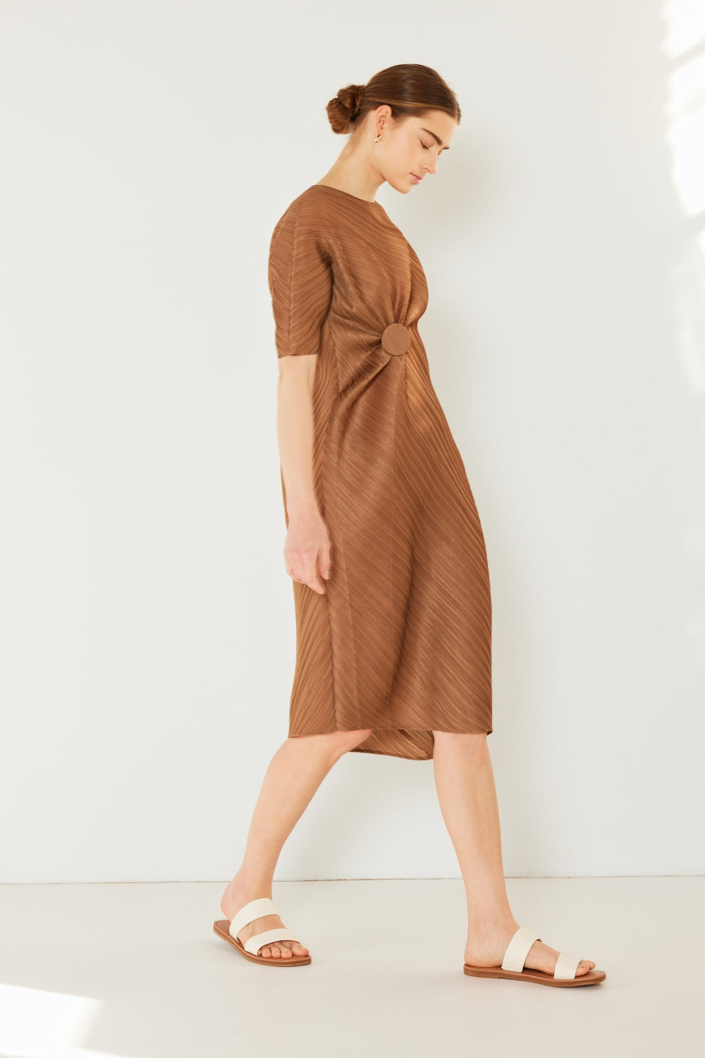 Swim Pleated Dolman Sleeve Midi Dress