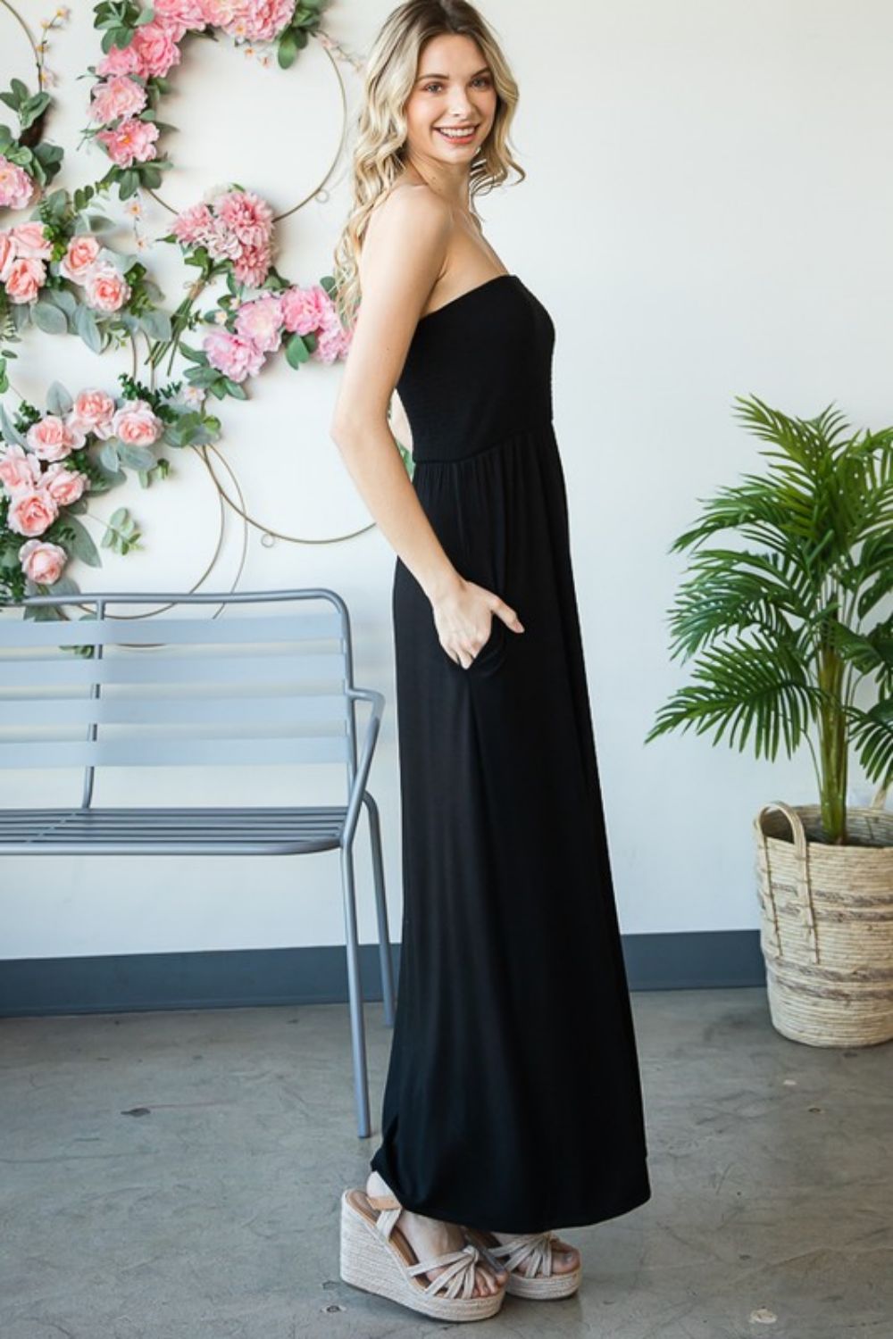 Strapless Black Maxi Dress