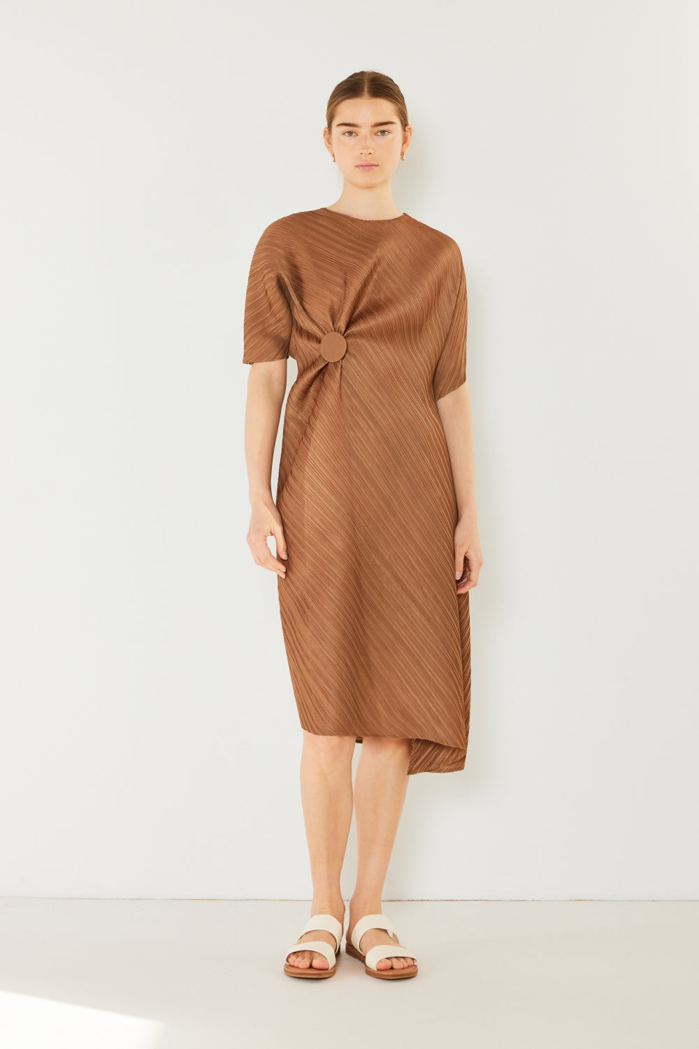 Swim Pleated Dolman Sleeve Midi Dress