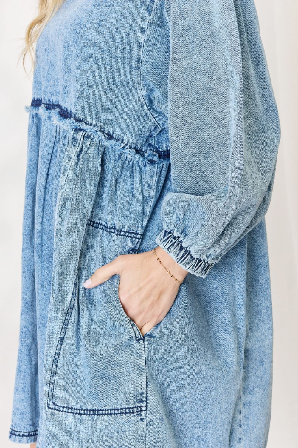 Full Size Oversized Denim Babydoll Dress