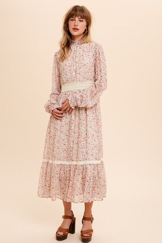 Gorgeous Floral Chiffon Midi Dress