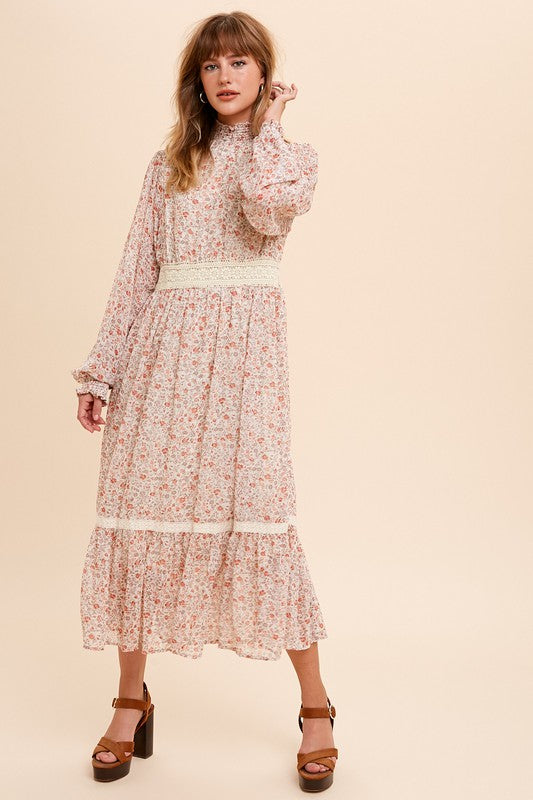 Gorgeous Floral Chiffon Midi Dress