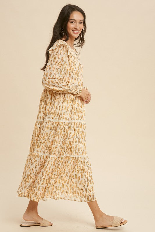 Long SleeveTiered Maxi Dress