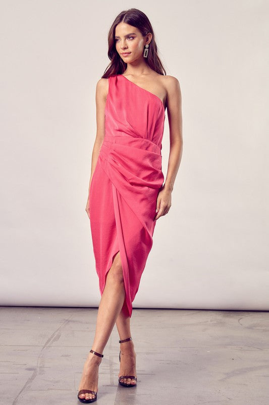 One Shoulder Wrap Cocktail Dress