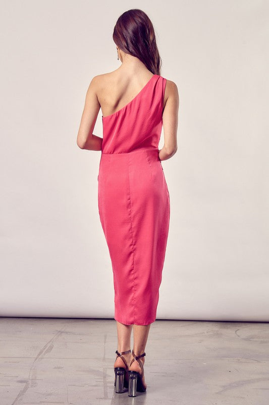 One Shoulder Wrap Cocktail Dress