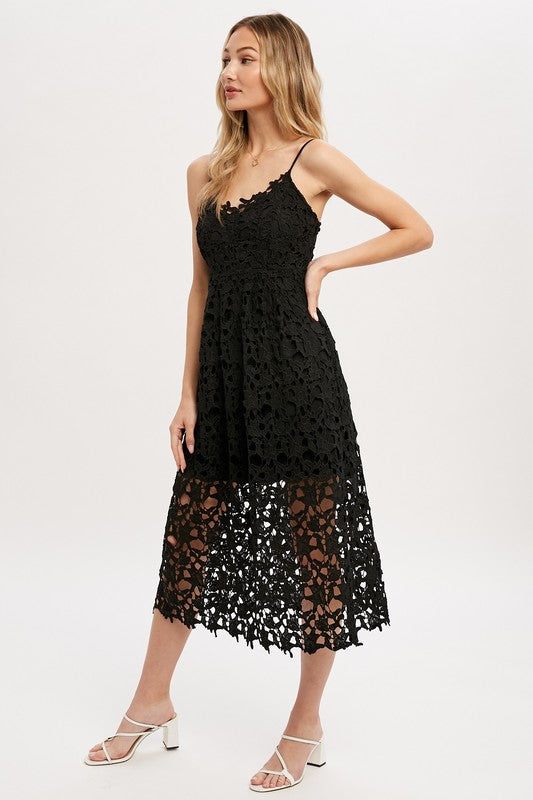 Crochet Lace Midi Dress