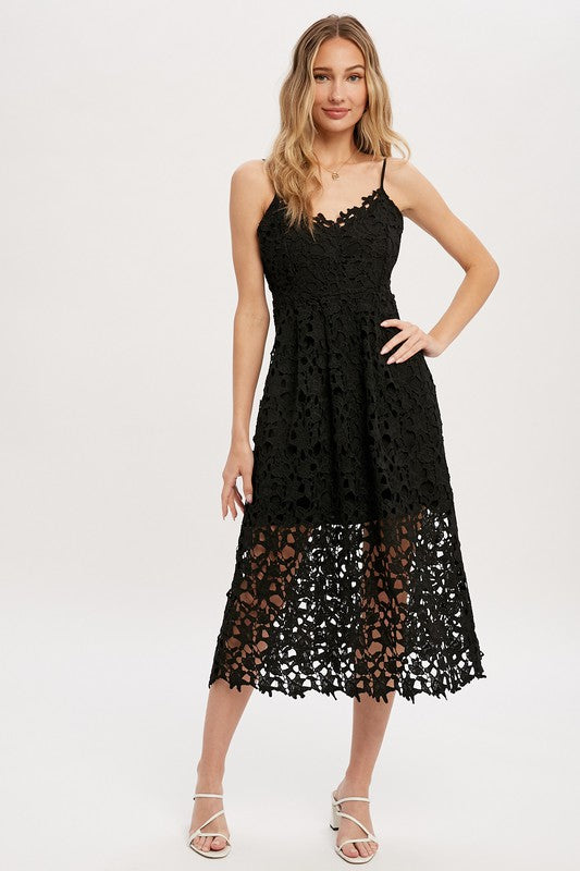 Crochet Lace Midi Dress