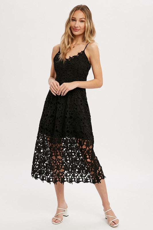 Crochet Lace Midi Dress