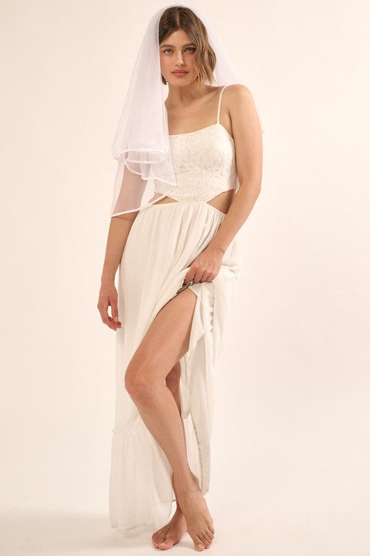 Dirty White Sheer Chiffon Cami Maxi Dress