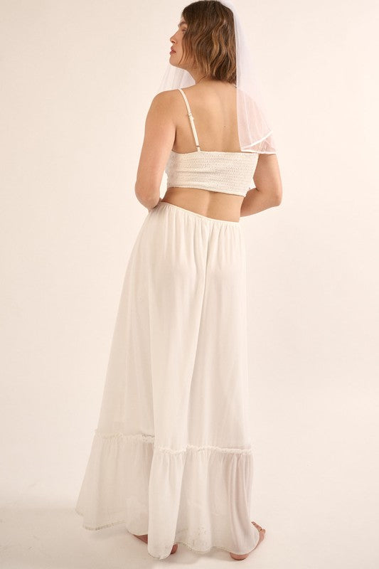 Dirty White Sheer Chiffon Cami Maxi Dress