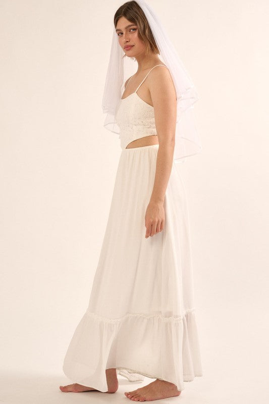 Dirty White Sheer Chiffon Cami Maxi Dress