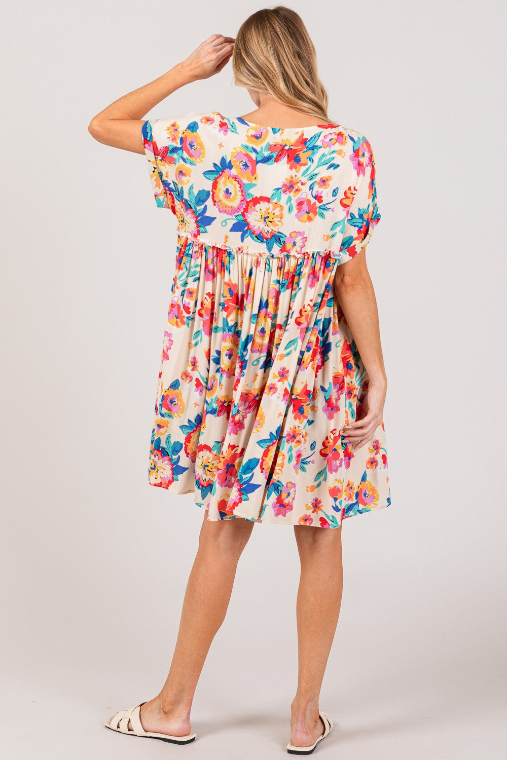 Full Size Floral Button-Down Short Dress