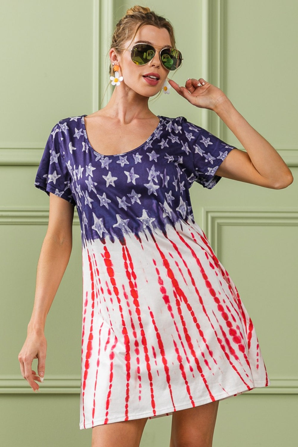 American Flag Tee Summer Short Dress