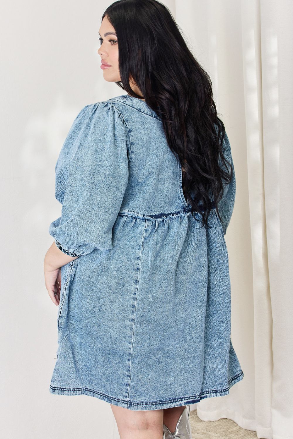 Full Size Oversized Denim Babydoll Dress