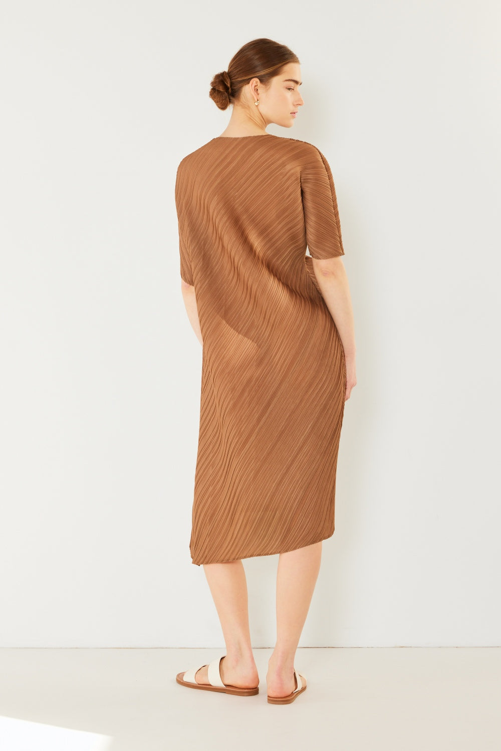 Swim Pleated Dolman Sleeve Midi Dress