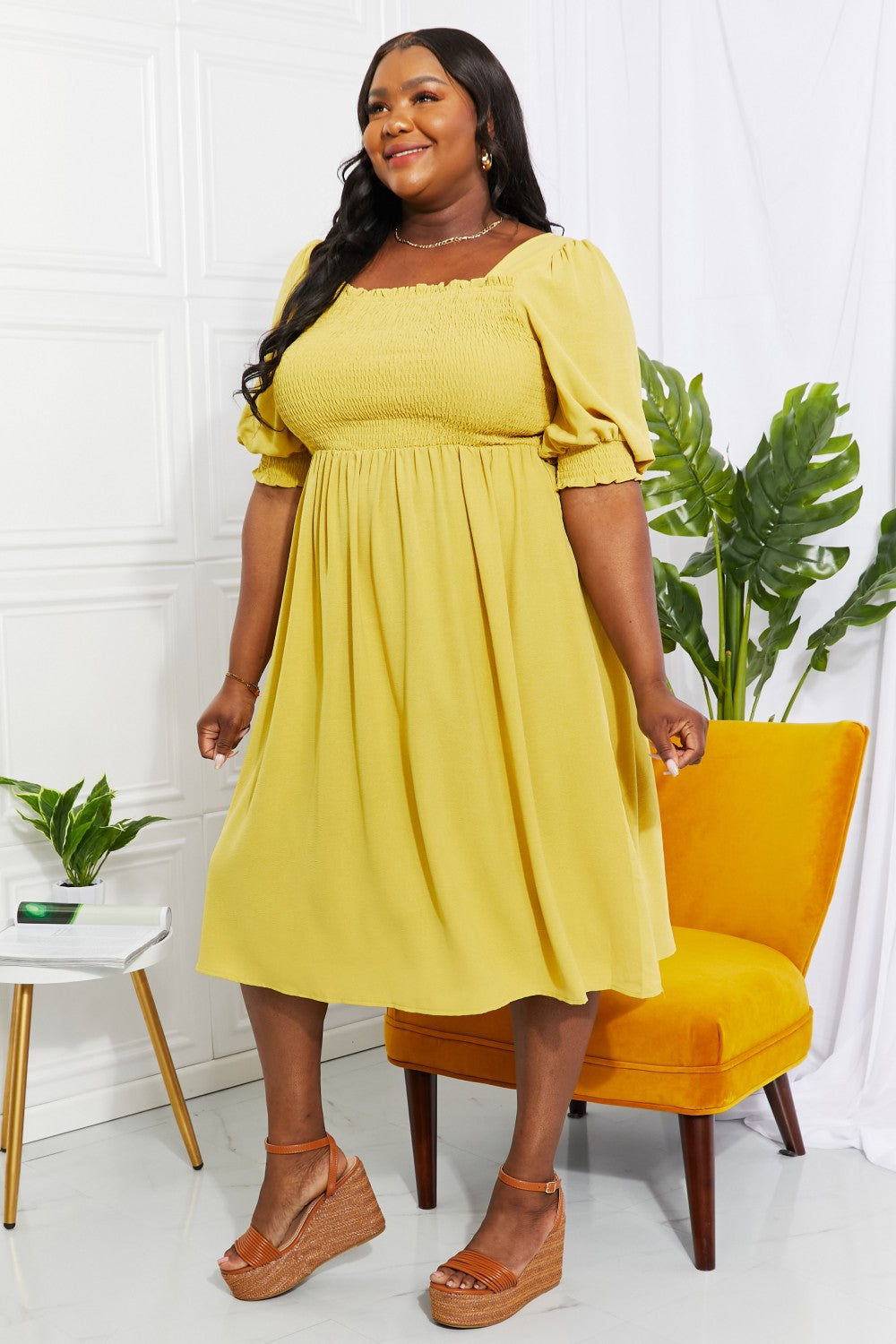 Full Size Love You Forever Square Neck Midi Dress