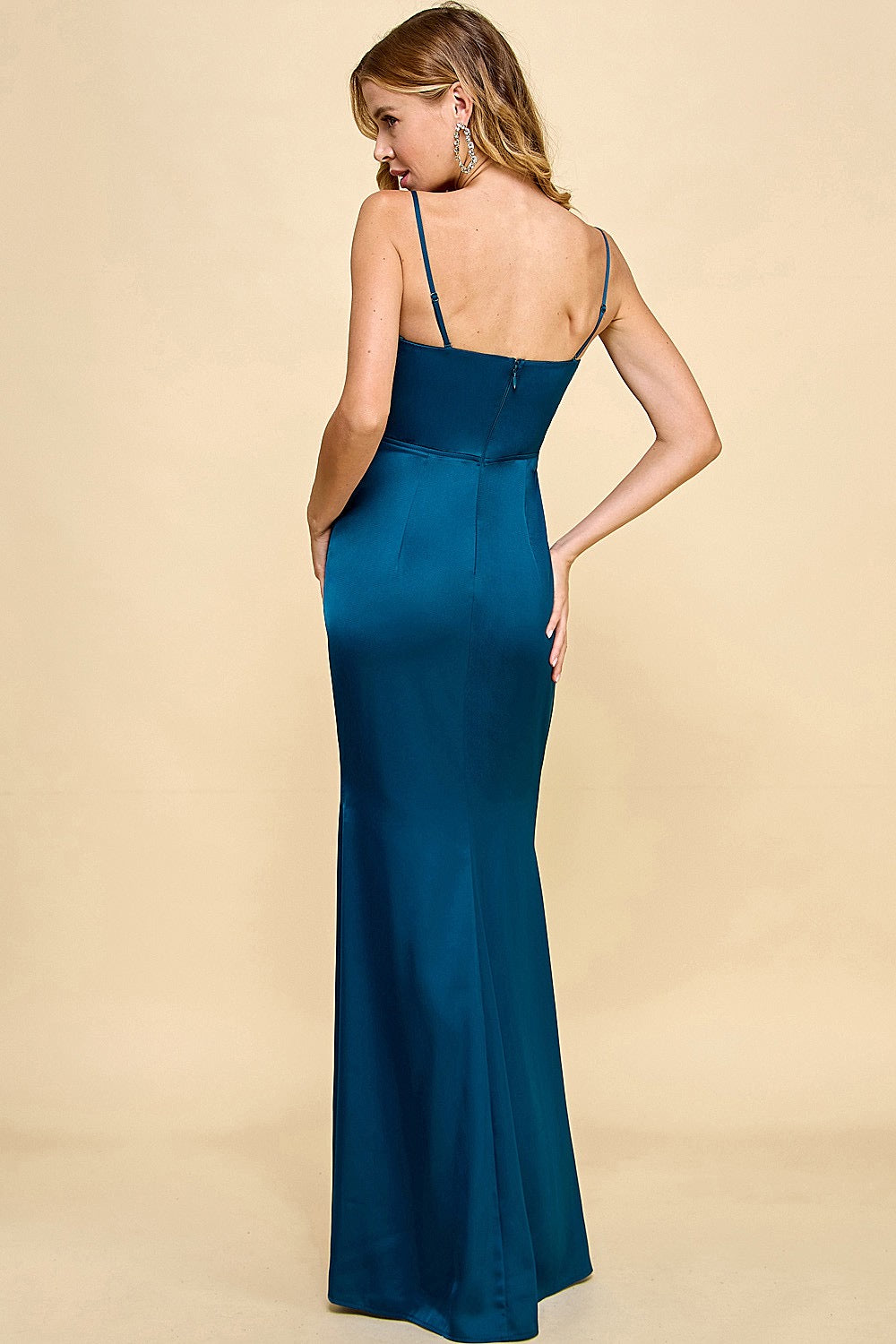 Detachable Adjustable Straps Corsets  Teal Maxi Dress