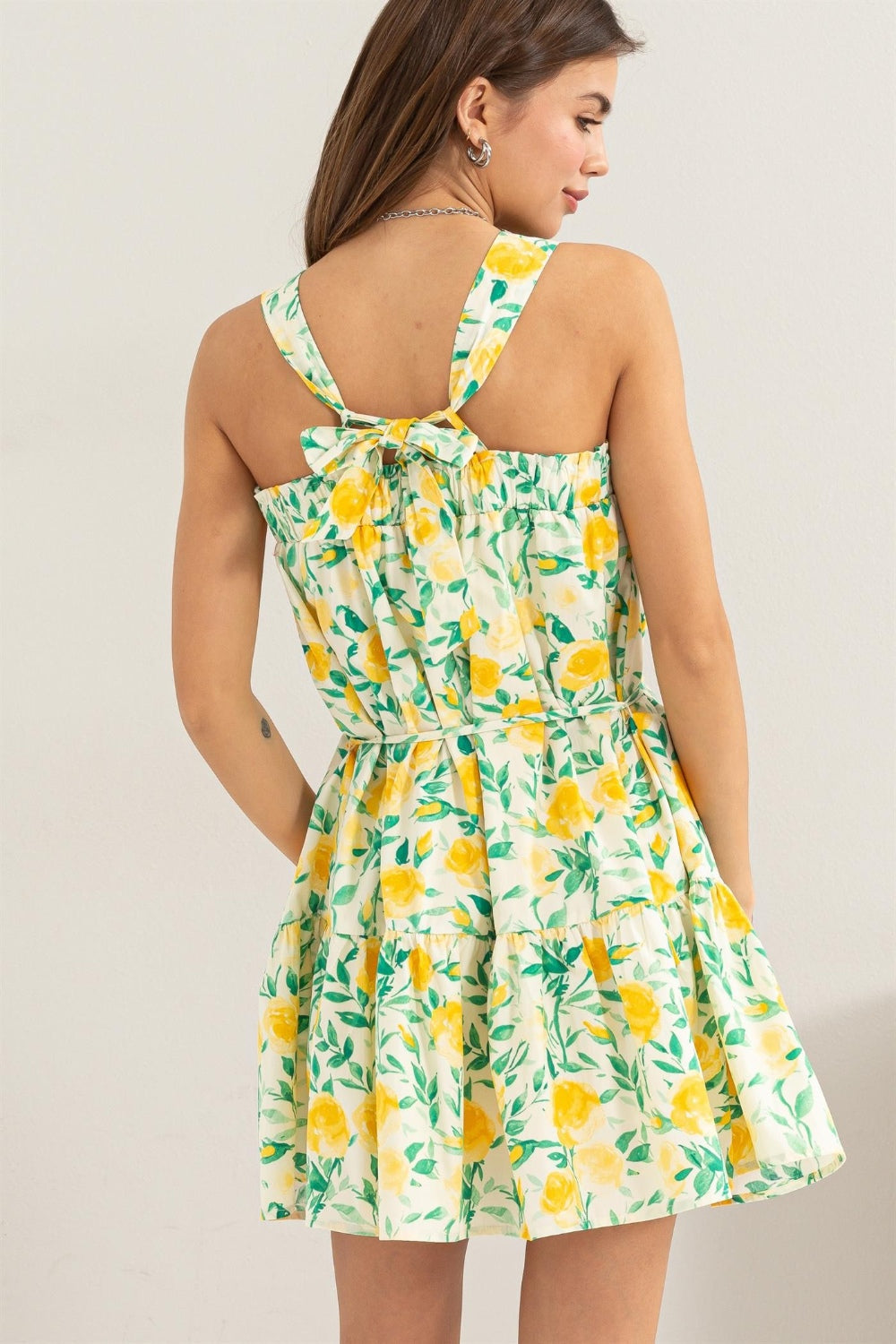 Floral Tie Shoulder Short Dress