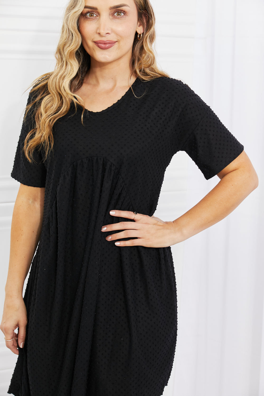 Swiss Dot Short Summer Dress in Black