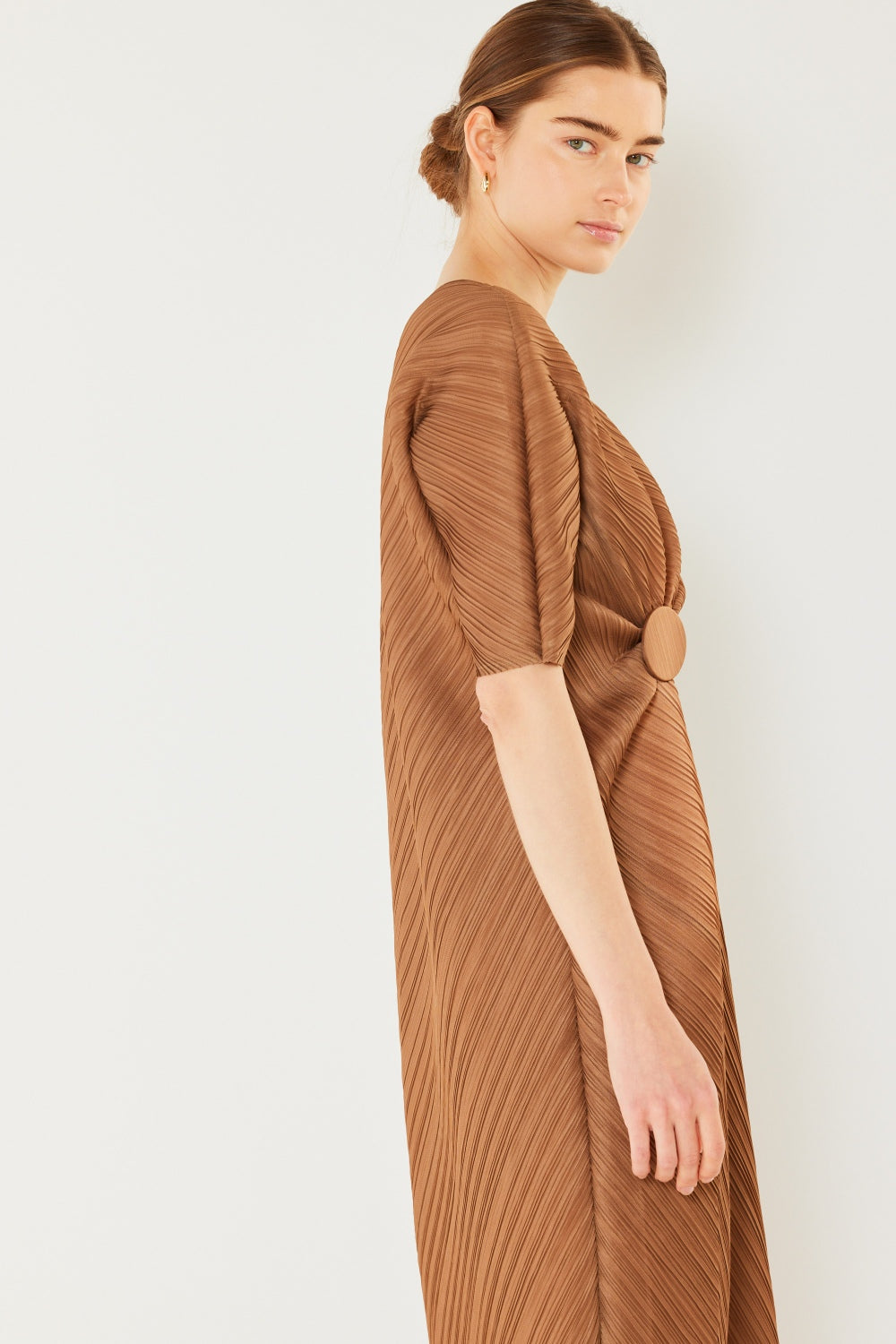 Swim Pleated Dolman Sleeve Midi Dress