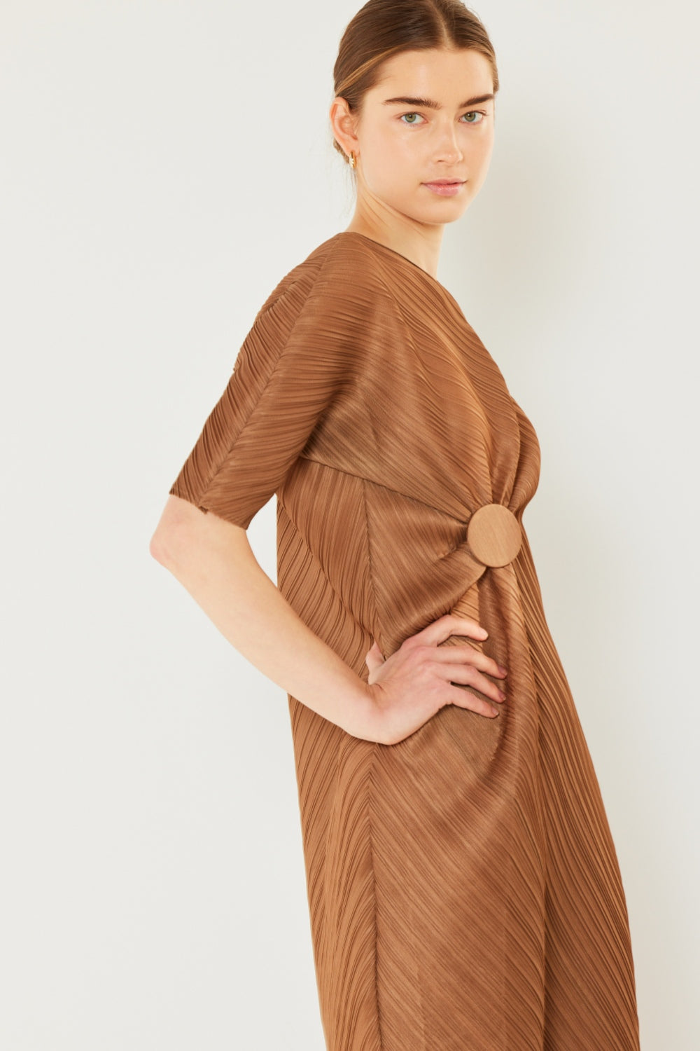 Swim Pleated Dolman Sleeve Midi Dress