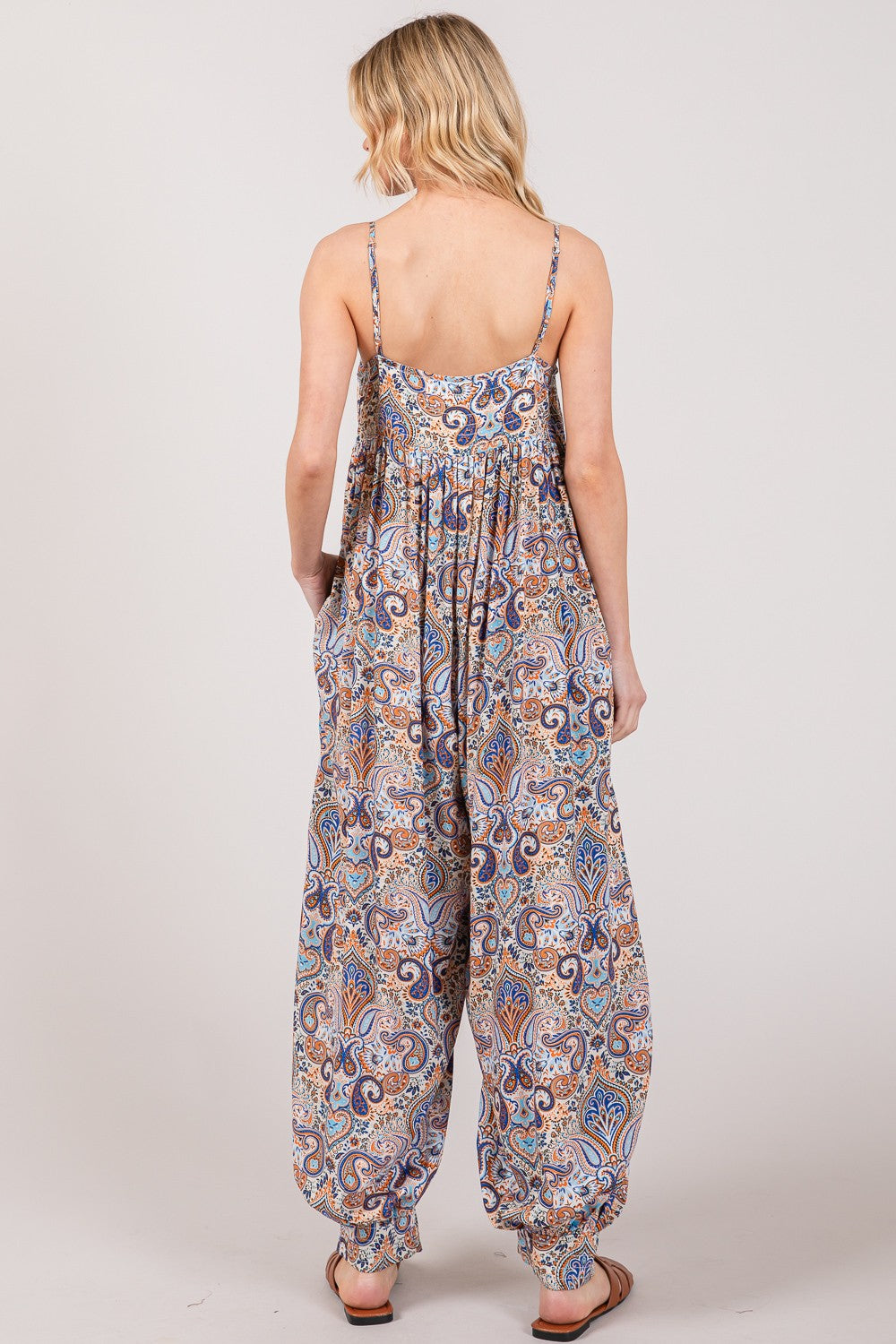 Full Size Multi Paisley Print Sleeveless Jumpsuit