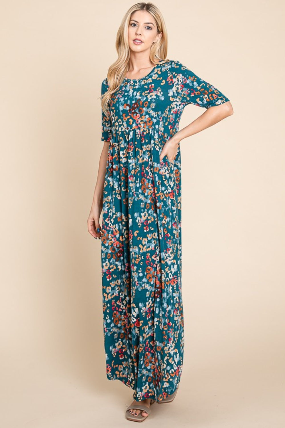 Printed Maxi Dress Teal