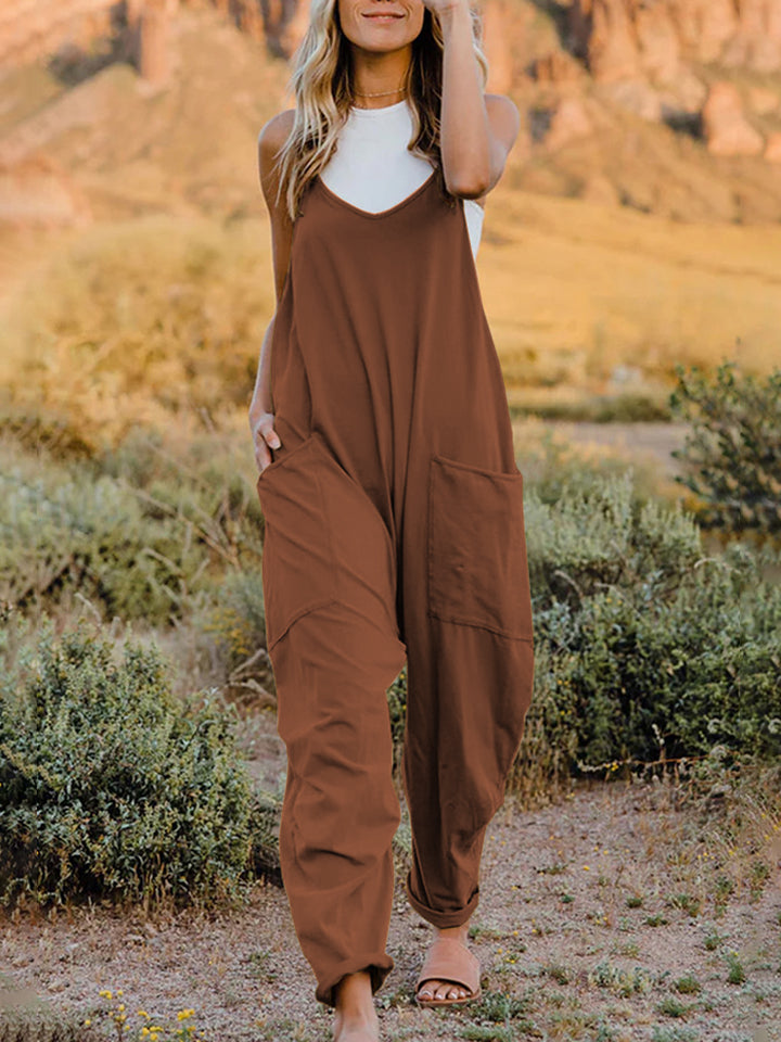 DFull Size Sleeveless V-Neck Pocketed Jumpsuit