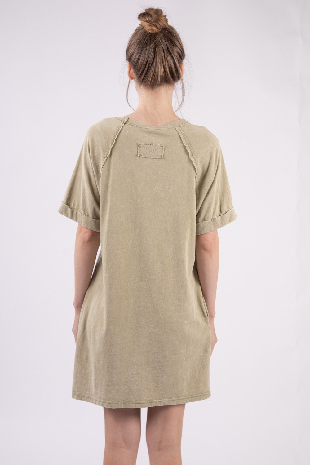 Washed Round Neck Mini Tee Dress