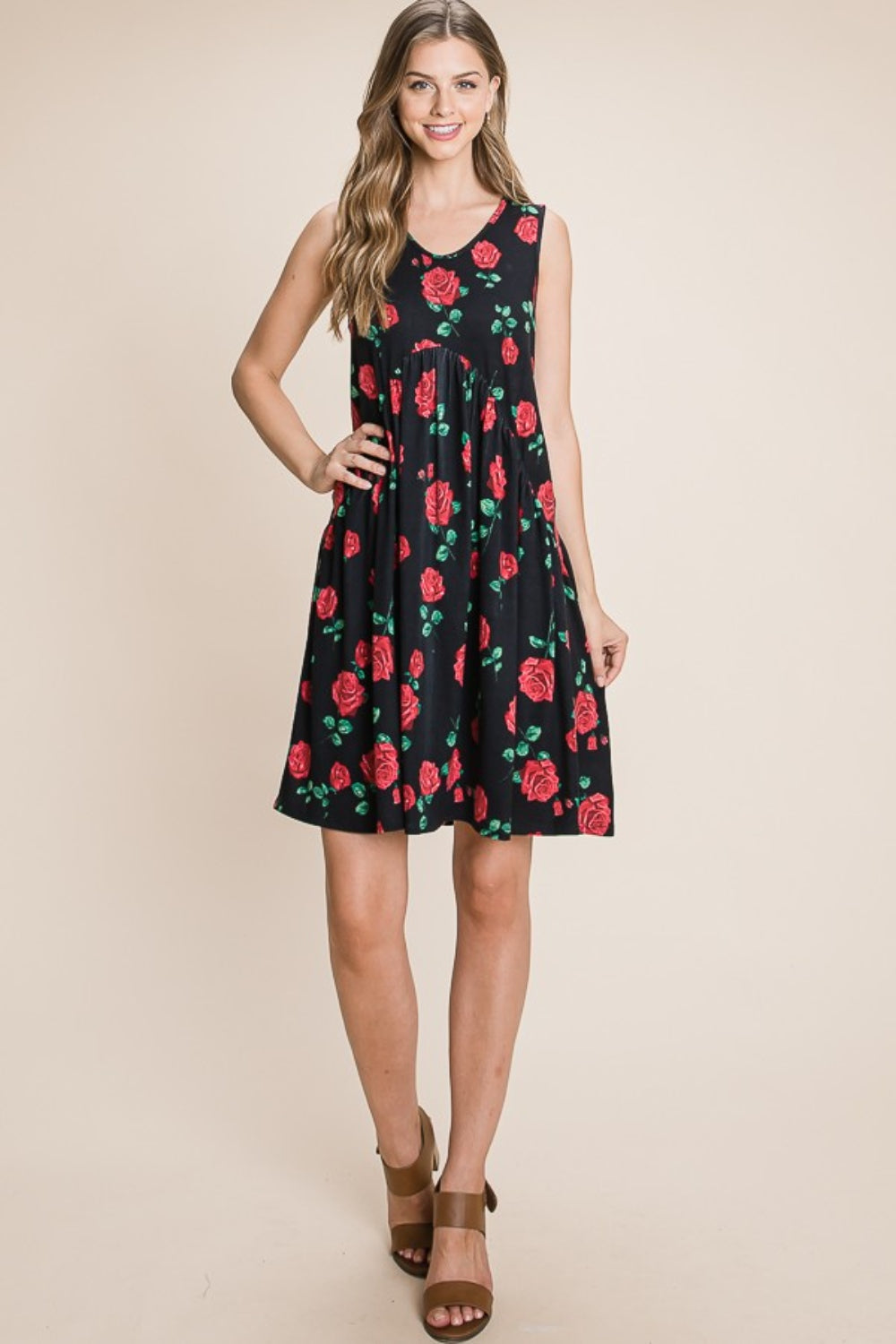 Floral Ruched Tank Short Dress