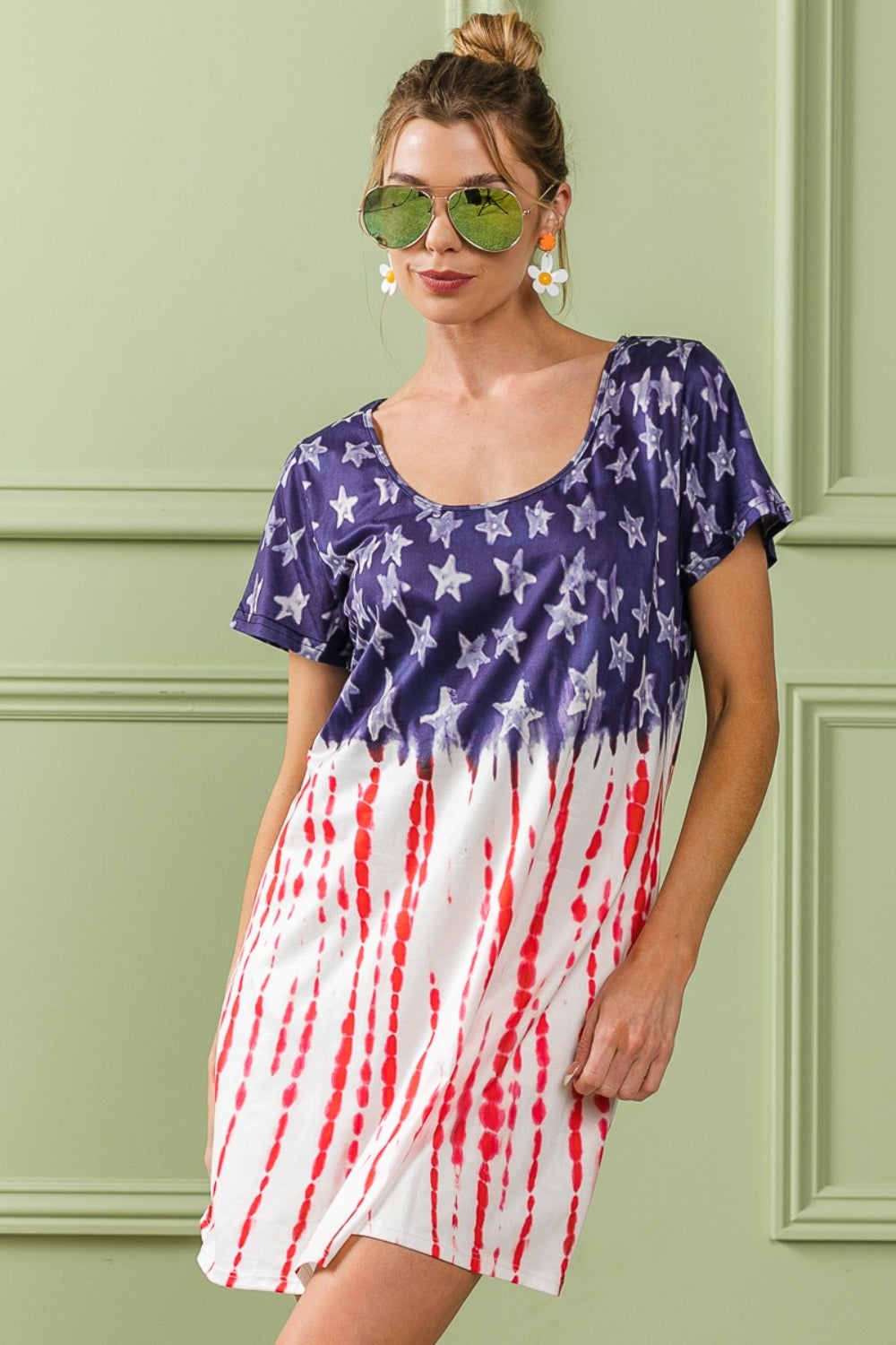 American Flag Tee Summer Short Dress