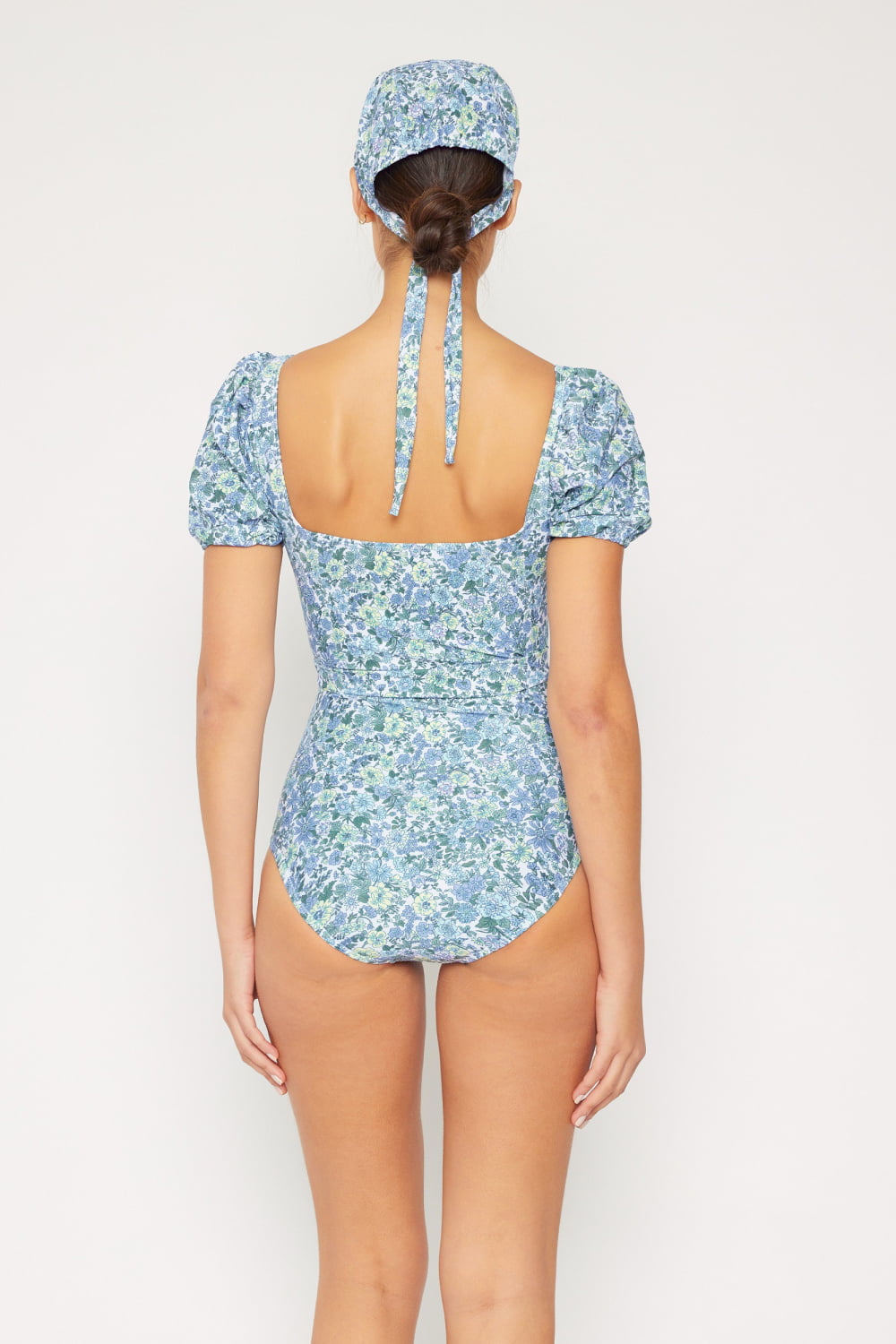 Swim Salty Air Puff Sleeve One-Piece in Blue