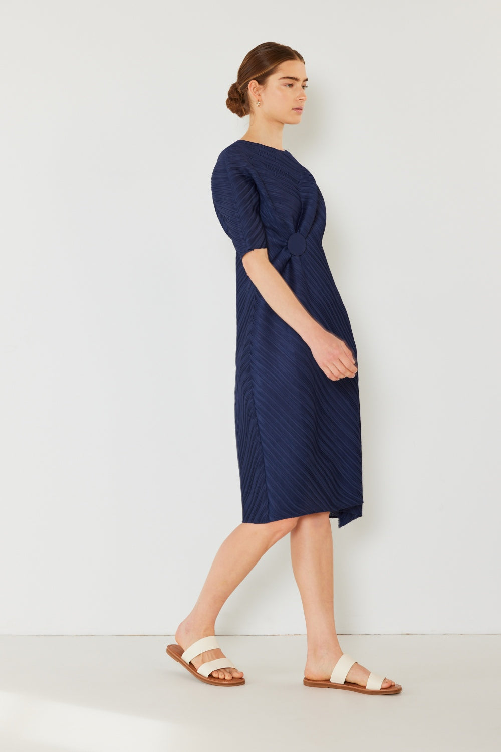 Swim Pleated Dolman Sleeve Midi Dress