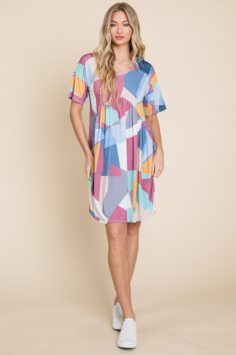 Ruched Color Block Short Dress