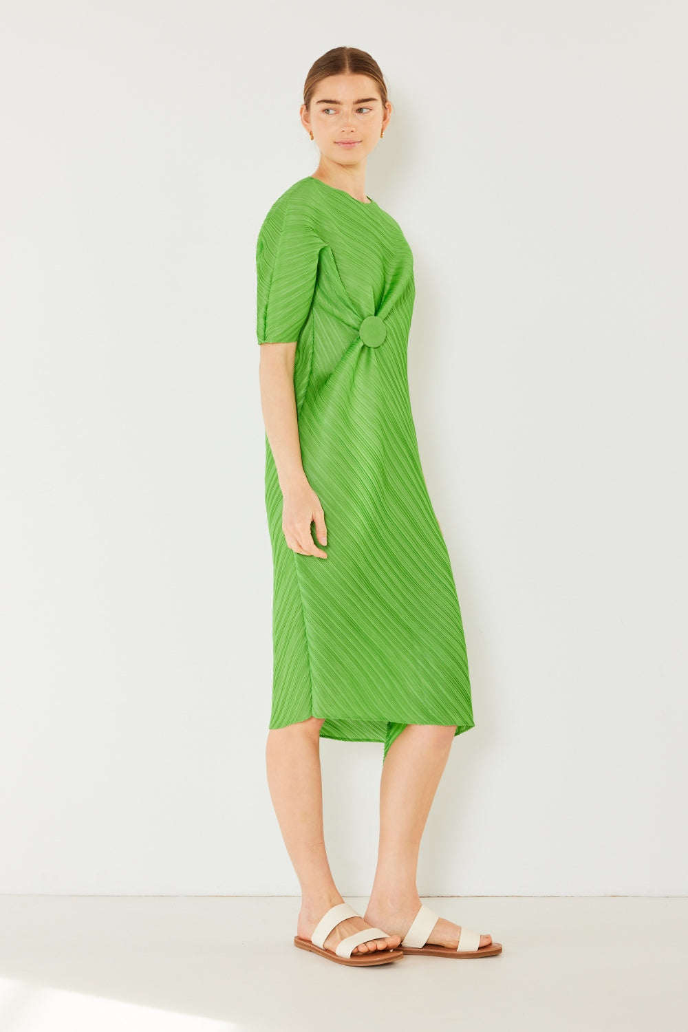 Swim Pleated Dolman Sleeve Midi Dress