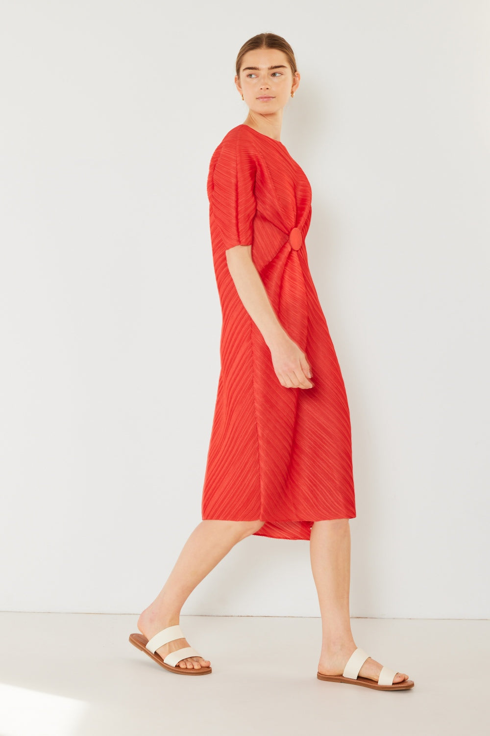 Swim Pleated Dolman Sleeve Midi Dress