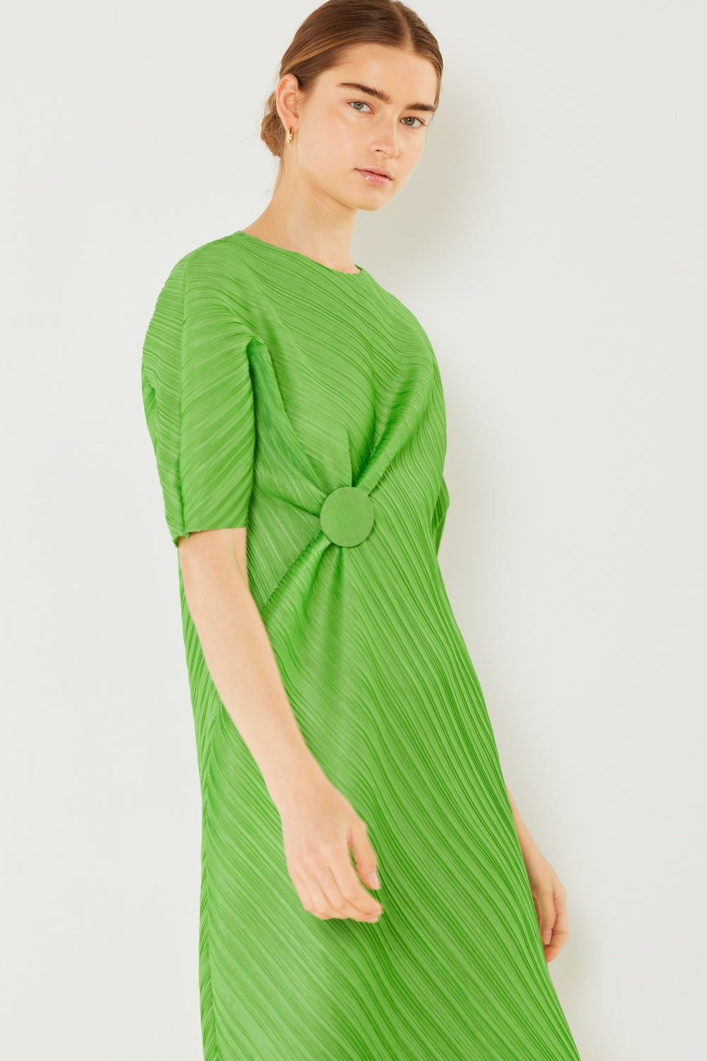 Swim Pleated Dolman Sleeve Midi Dress