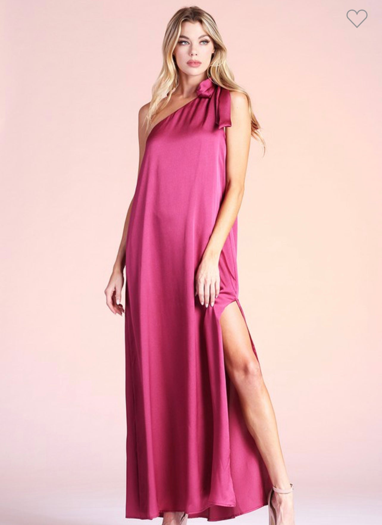 One Shoulder Bow Tie Up A Line Side Slit Maxi Occasion Dress