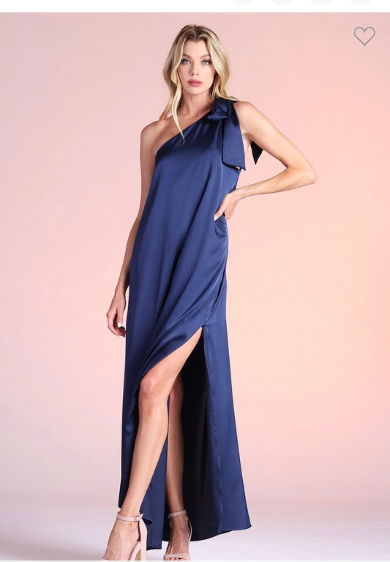 One Shoulder Bow Tie Up A Line Side Slit Maxi Occasion Dress