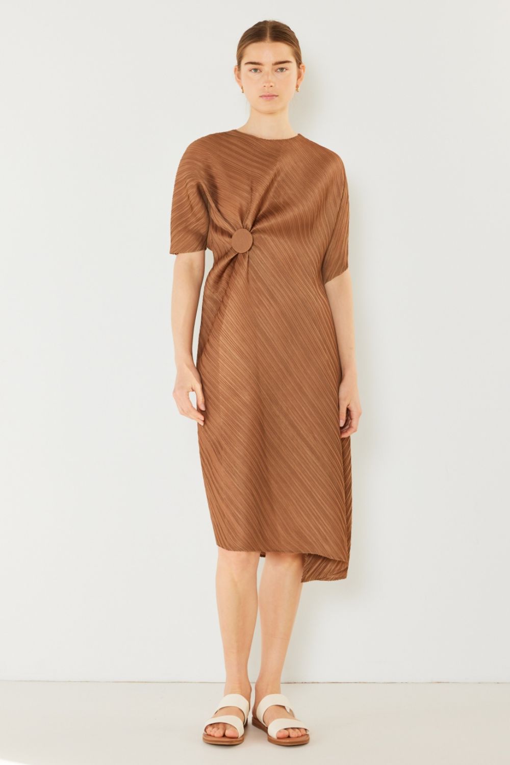 Swim Pleated Dolman Sleeve Midi Dress