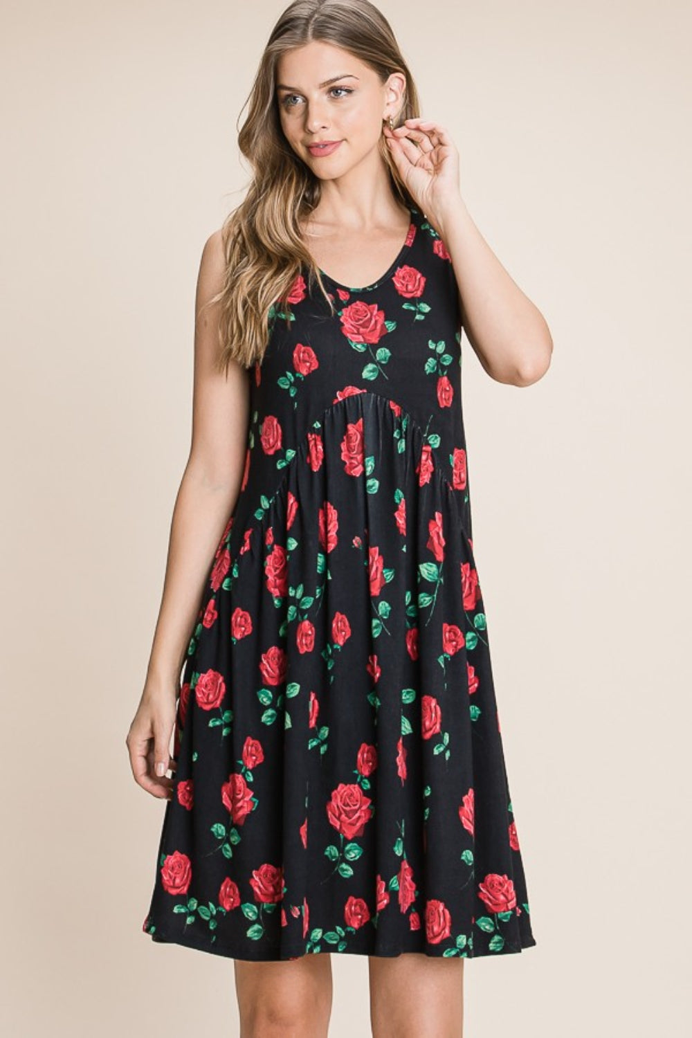 Floral Ruched Tank Short Dress