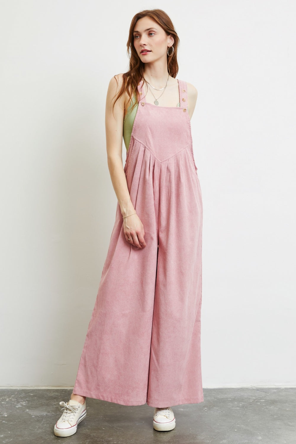 Full Size Corduroy Sleeveless Wide-Leg Overall