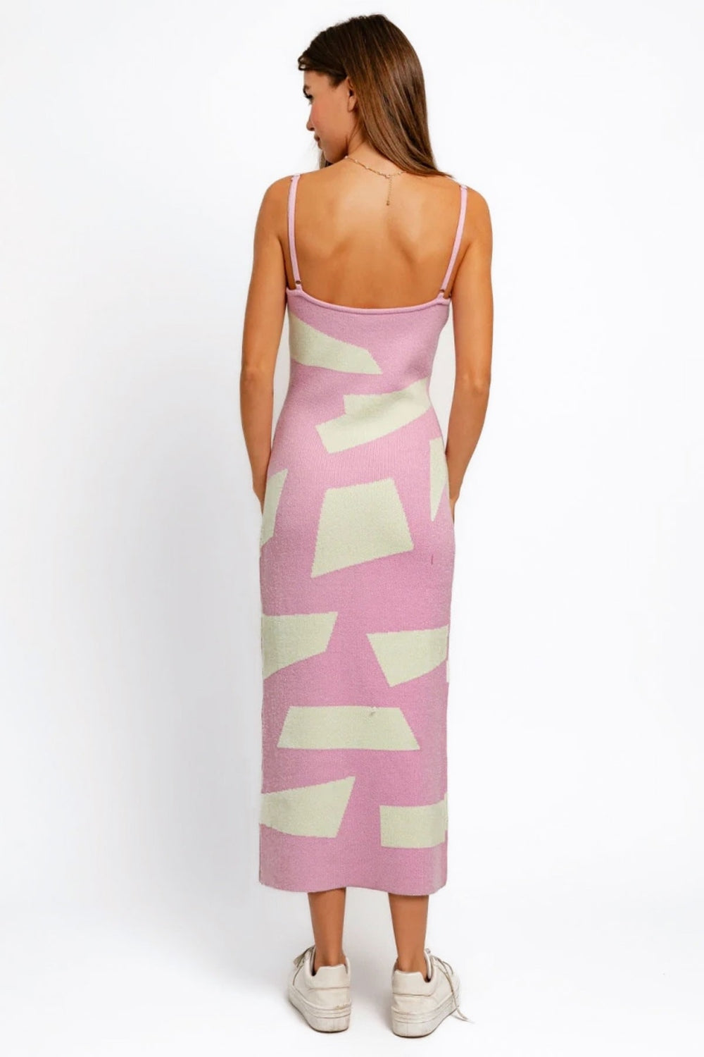 Abstract Contrast Sweater Cami Maxi Dress